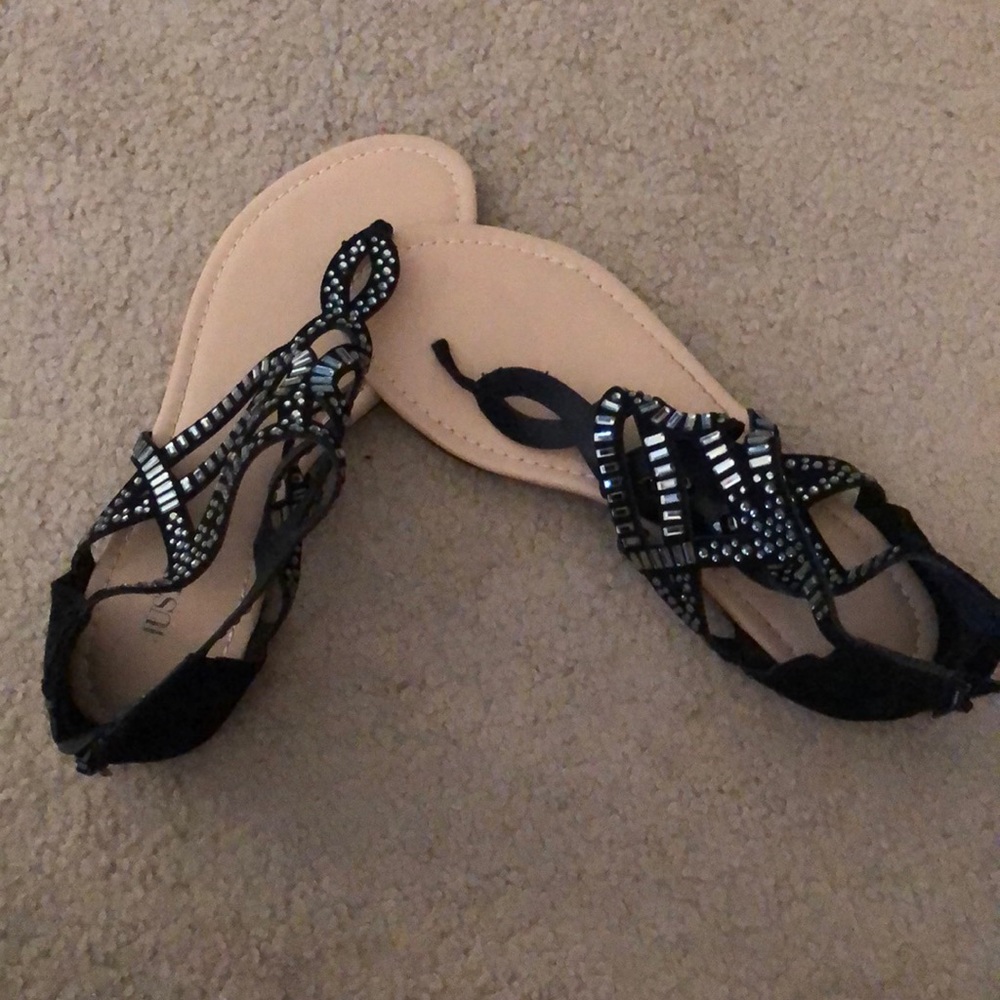Black and silver beaded sandals